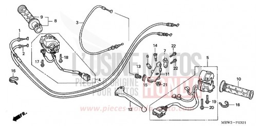 LEVIER DE GUIDON/COMMUTATEUR/CABLE (2) CBR600FS1 de 2001